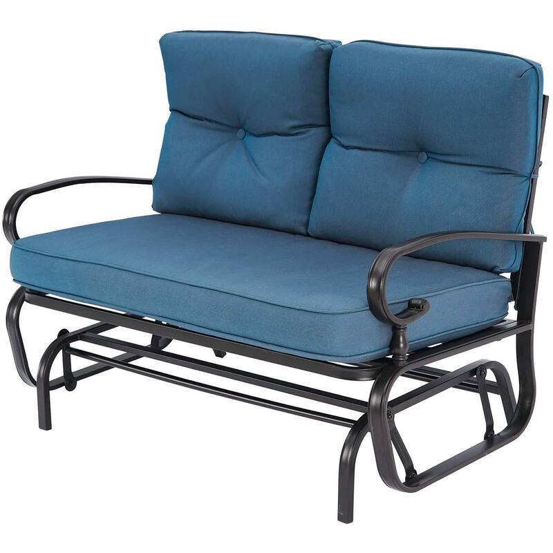 Nista Outdoor Loveseat Glider Chair by Havenside Home - Blue