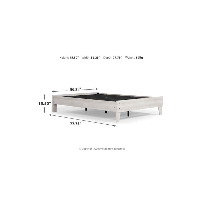 Signature Design by Ashley Shawburn Whitewash Platform Bed with 2 Nightstands