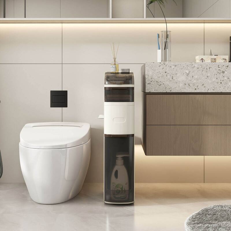 Costway 4-Tier Narrow Bathroom Storage Cabinet with Drawers Tissue Box - See Details