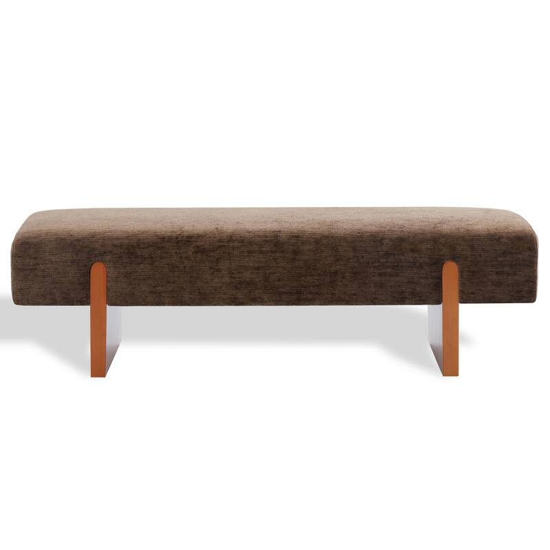 SAFAVIEH Couture Kandiss Mid-Century Modern Bench - 56"W x 18"D x 17"H - Brown