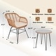 preview thumbnail 46 of 45, 3 Piece Outdoor Wicker Furniture Patio Bistro Set With Cushions for Porch Poolside Garden - 21.2"L x 23.6"W x 31.5"H