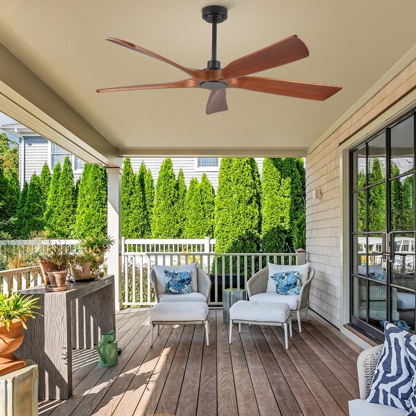 Shamshla 60 in. Indoor Farmhouse Brown Walnut Wood Ceiling Fan