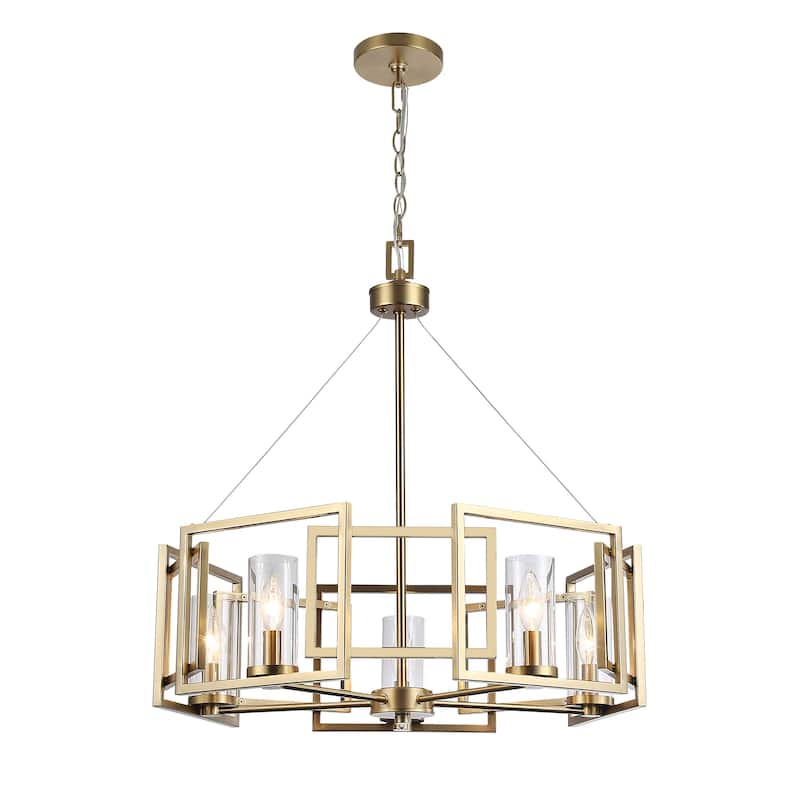 Marco 5-Light Chandelier in Brushed Champagne Bronze with Clear Glass - 5 Light Chandelier