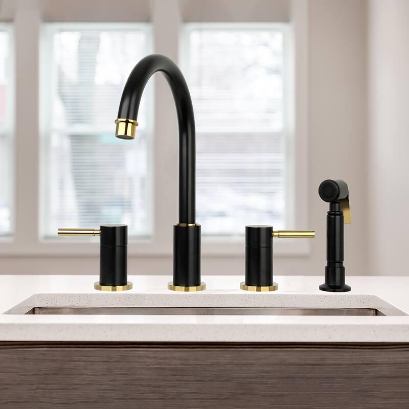 Two-Handles Widespread Kitchen Faucet with Side Sprayer
