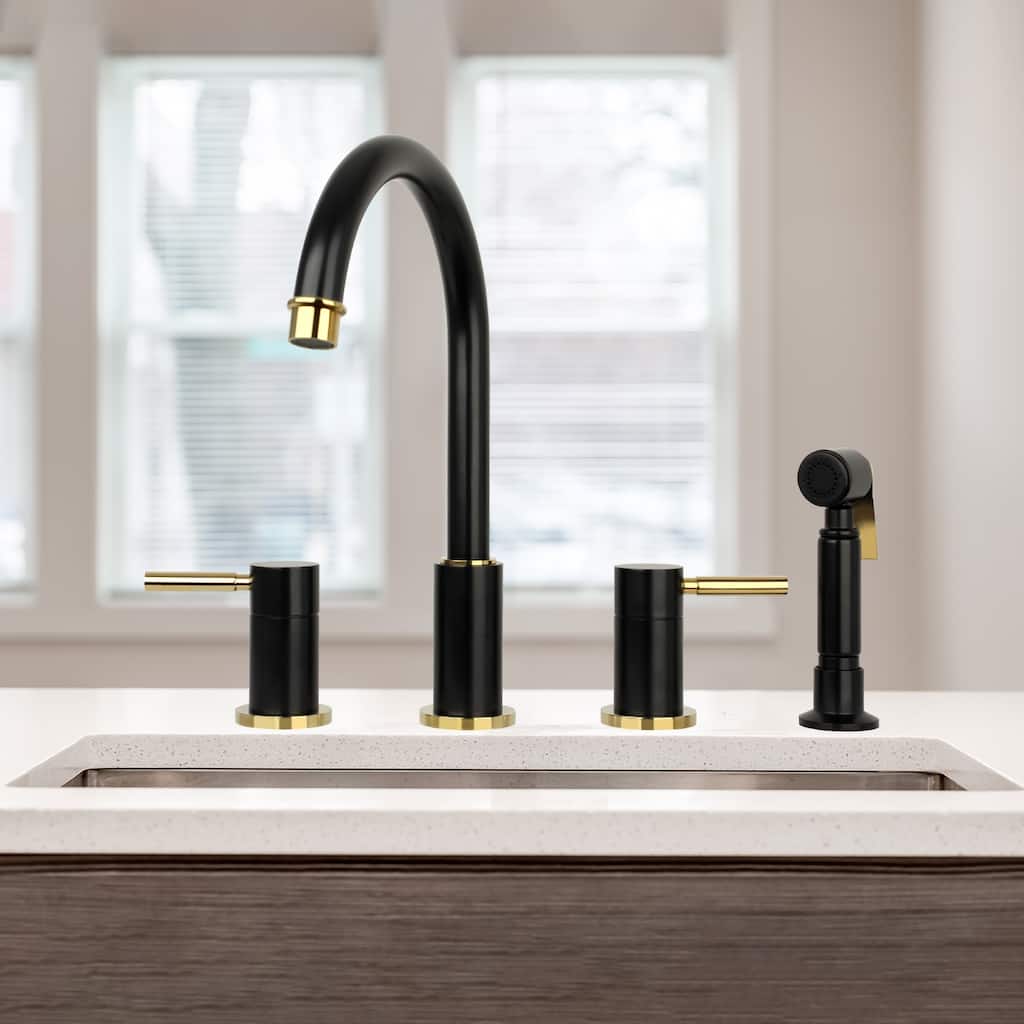 Two-Handles Widespread Kitchen Faucet with Side Sprayer