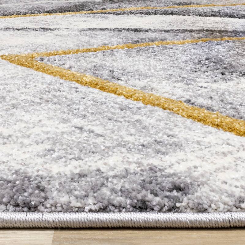 Summit Collection - Grey/White/Yellow Modern Zigzag Rug