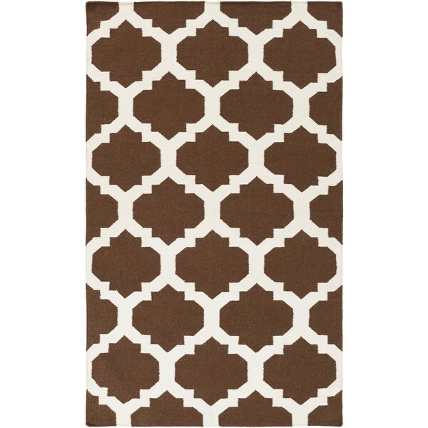Hand-Woven Elizabeth Moroccan Trellis Reversible Flatweave Wool Area Rug. Opens flyout.