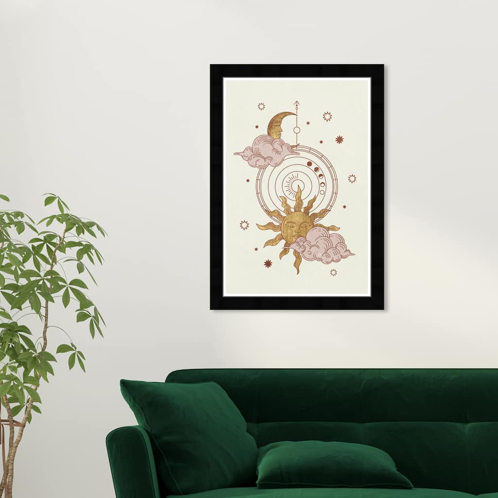 Wynwood Studio Prints Astronomy and Space El Sol & La Luna Gold and Metallic Gold Modern & Contemporary Wall Art Canvas Print