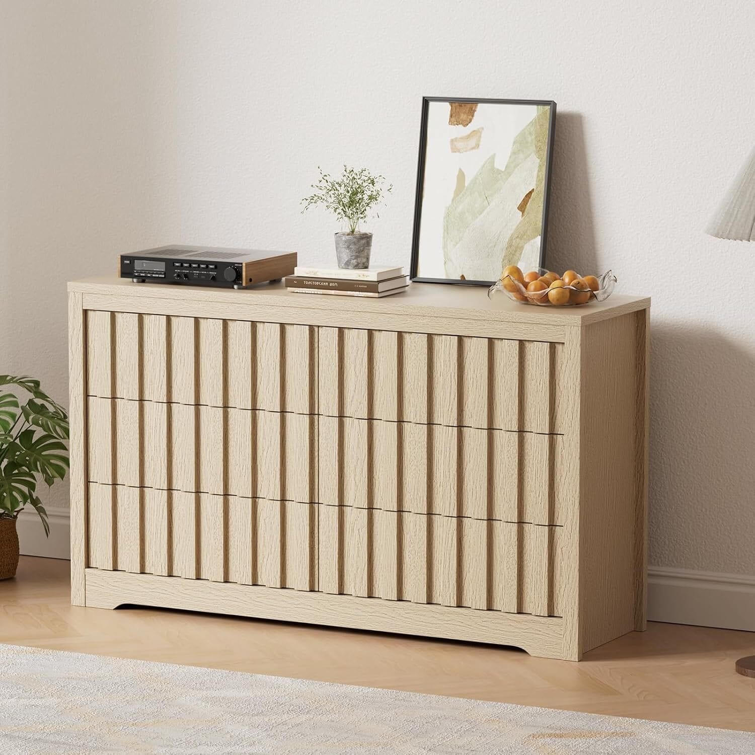 6 Drawers Fluted Modern Dresser, Versatile Chest of Drawers for Bedroom