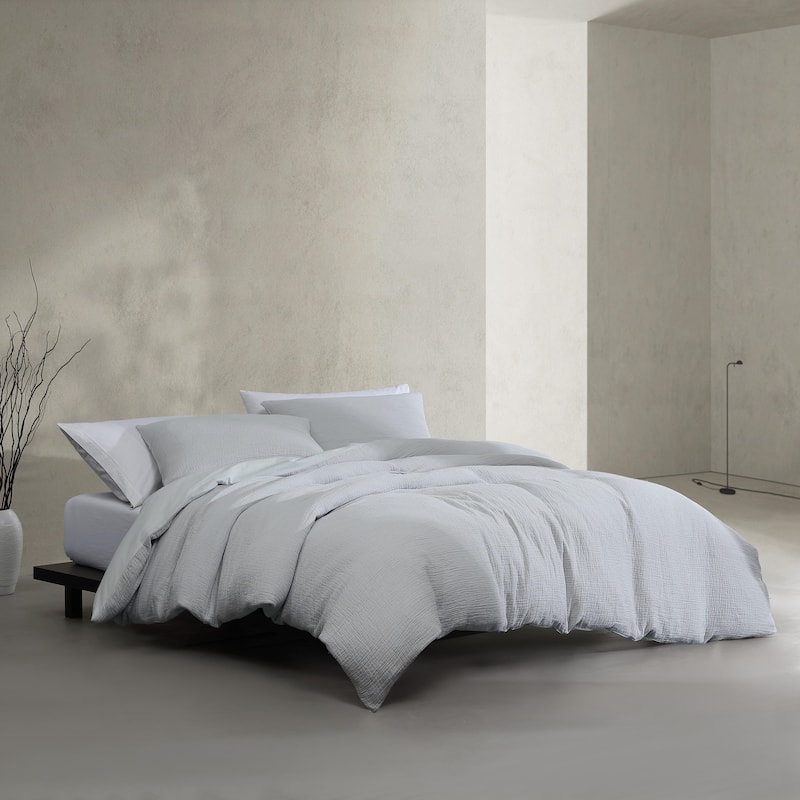 Calvin Klein Washed Texture Solid Cotton Duvet Cover Set
