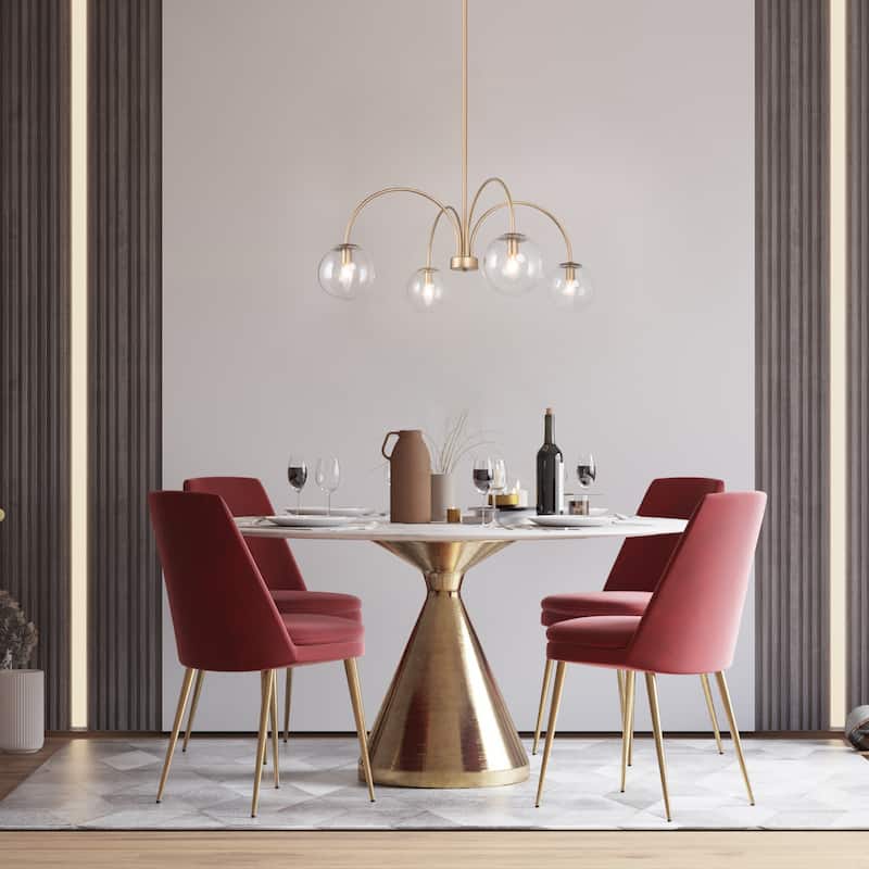 Glam Gold Chandelier 33'' Pendant with Large Globe Glass for Dining Room - D33" X H 12.5"