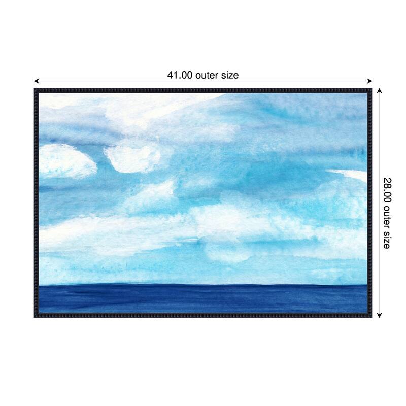 Tranquil Blue Ocean with Cloudy Skies by Danushka Abeygoda Framed Canvas Wall Art Print - 41 x 28 in