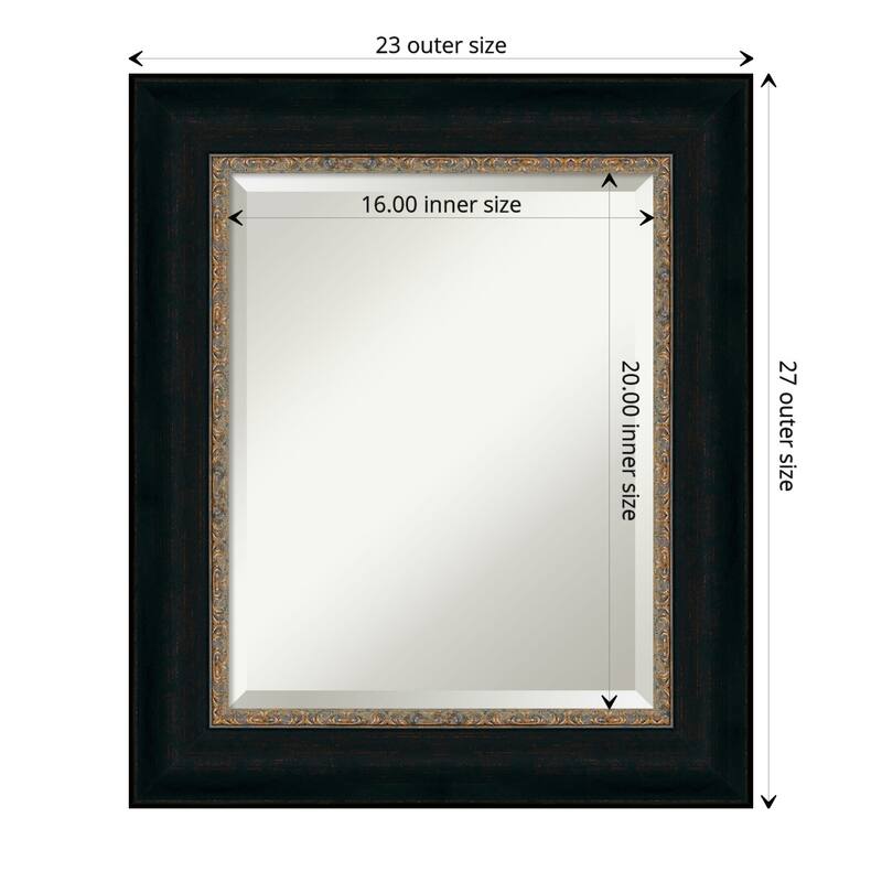 Beveled Bathroom Wall Mirror - Paragon Bronze Frame - Paragon Bronze - Outer Size: 23 x 27 in