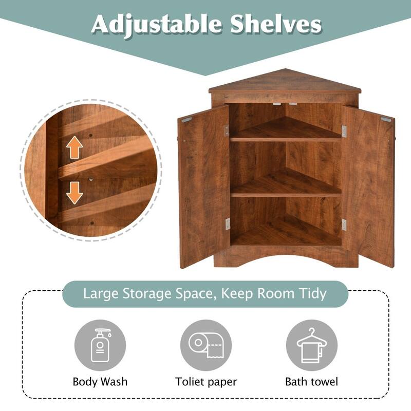 Triangle Bathroom Freestanding Storage Cabinet with Adjustable Shelves