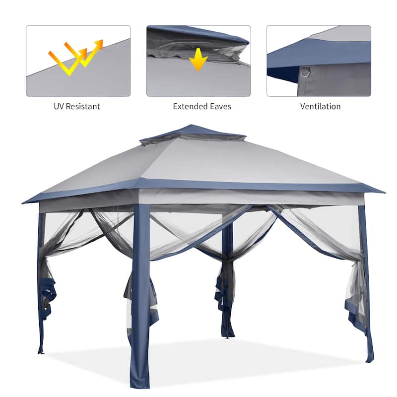 Ainfox 11x11ft Gazebo Outdoor Pop up Canopy with Mosquito Net and Carry Bag