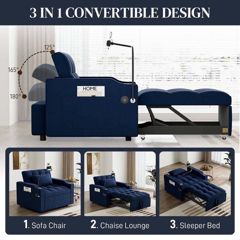 Ouyessir 3 in 1 Multi-Functional Convertible Single Sleeper Sofa Bed for Small Living Spaces