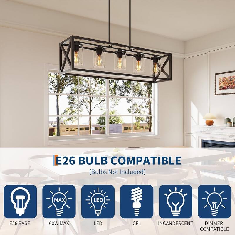 Island Lights for Kitchen,5 Head Height Adjustable Farmhouse Right Fixtures