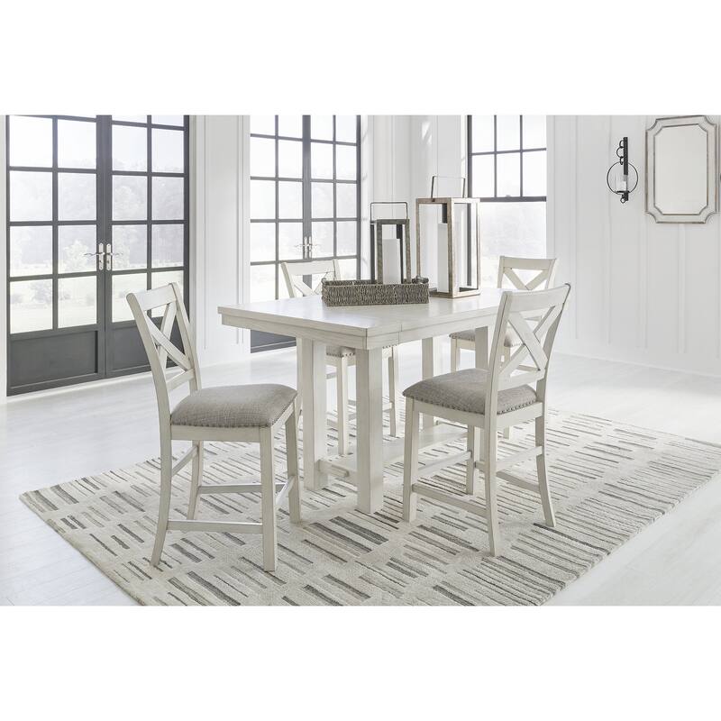 Signature Design by Ashley Robbinsdale Gray/White Counter Height Dining Table and 4 Bar stools