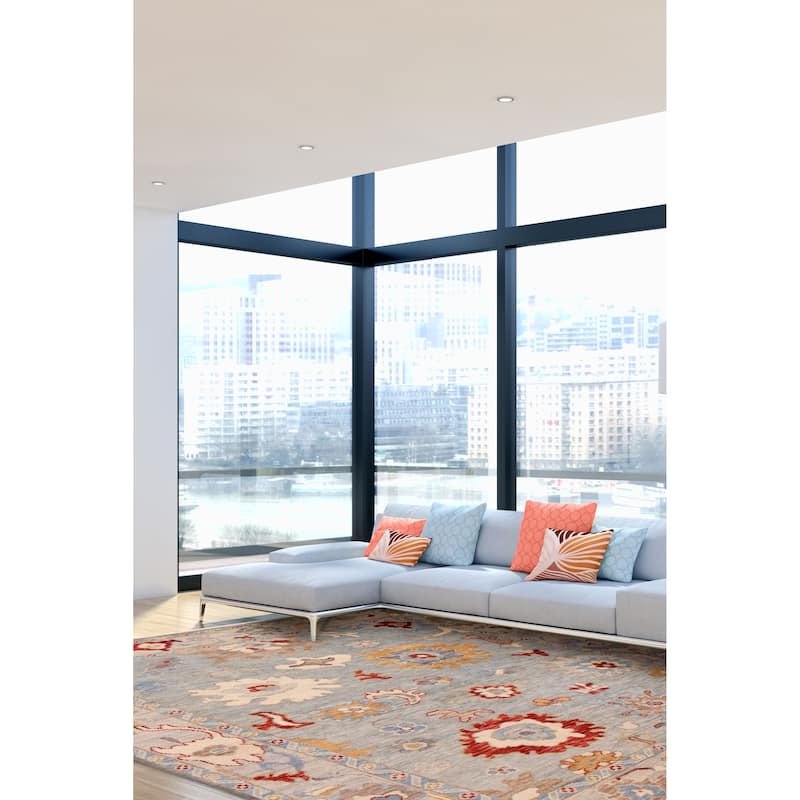 ECARPETGALLERY Hand-knotted Modern Oushak Light Blue Wool Rug - 7' 9" x 10' 6"