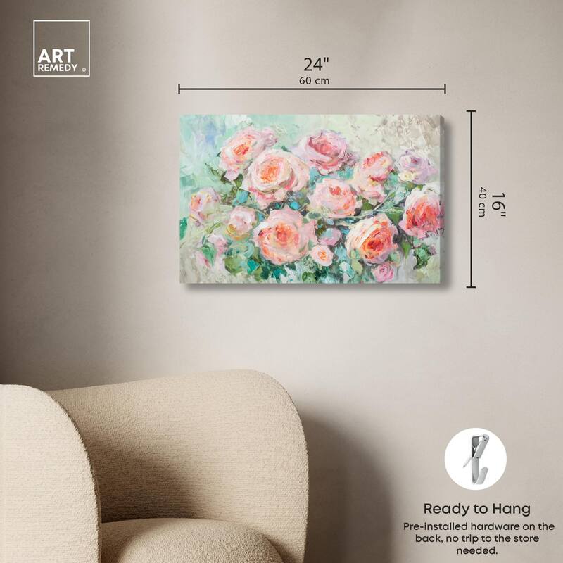 Cabbage Rose Charm Canvas by Art Remedy, Gallery Wrapped