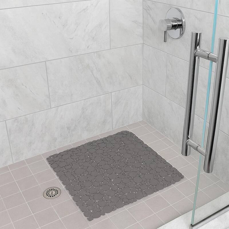 Bubbles Non-Slip Square Shower Mat 20 L X 20 W - Solid Taupe