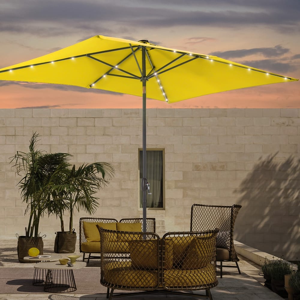 LIVOOSUN 6x9Ft LED Patio Umbrella Weather Resistant Table Umbrella