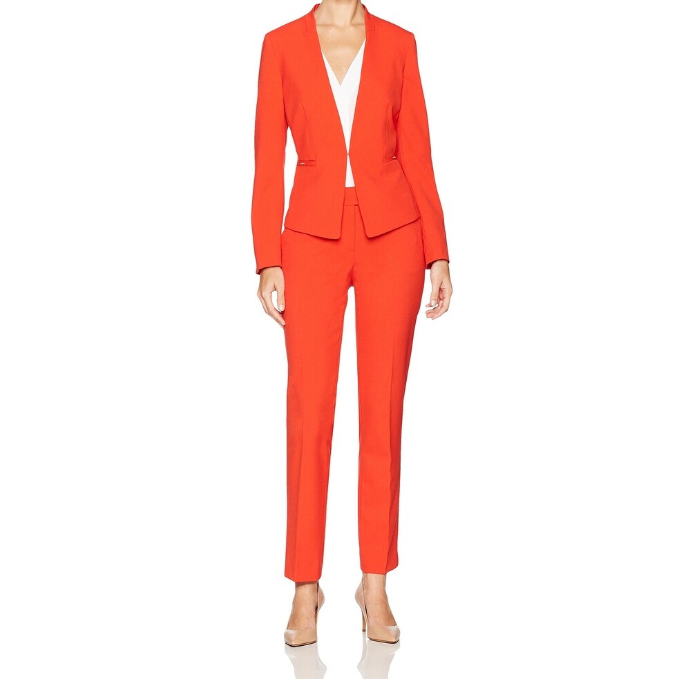 red 2 piece pant suit