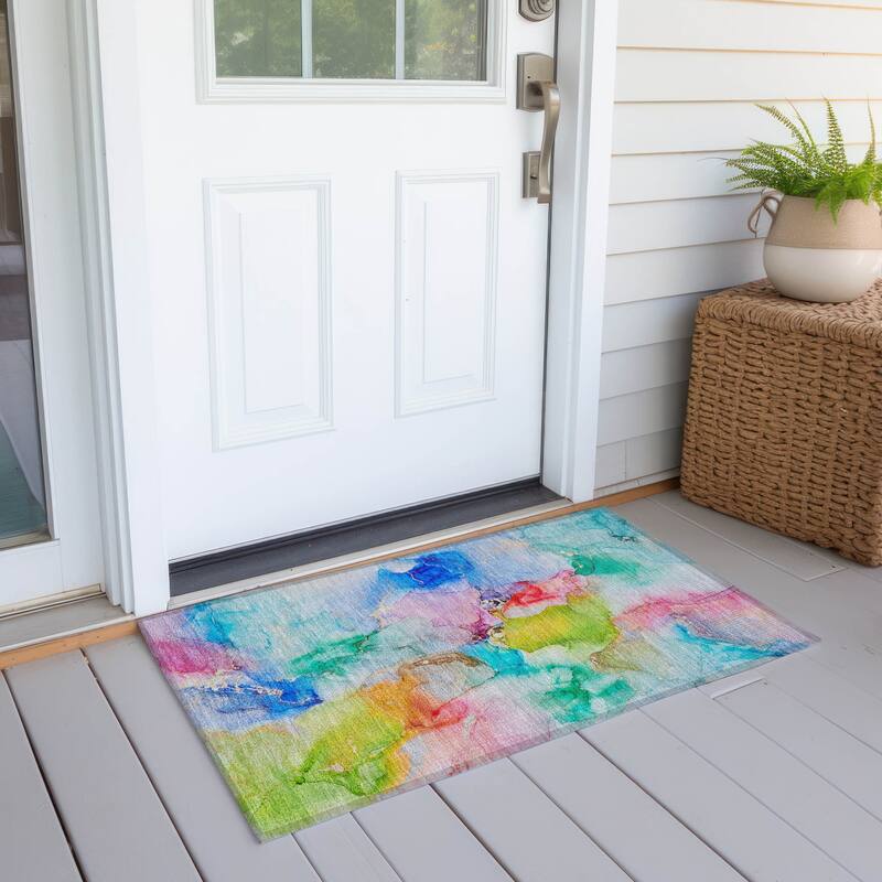 Dava Unique Abstract Weather Resistant Versatile Elegance Runner Outdoor Rug