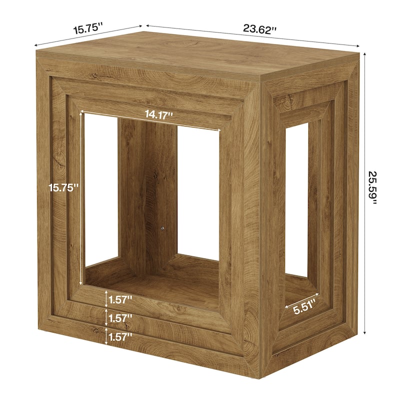 Farmhouse End Table, 24" Square Wooden Side Table