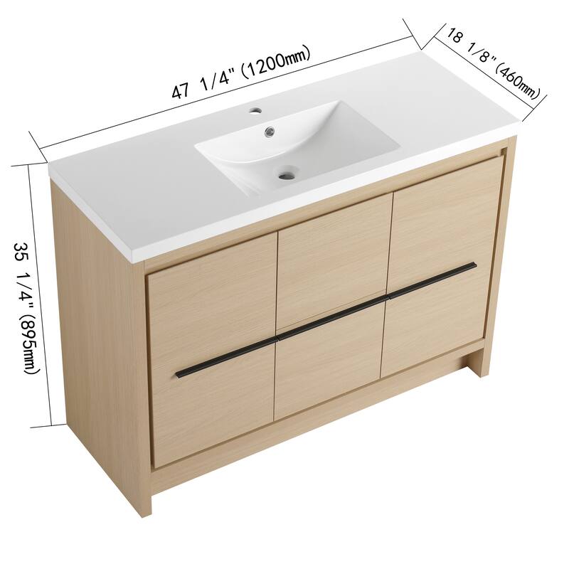 Bathroom Vanity With Sink In 24/30/36/48 Inch, Freestanding Bathroom Vanity With Soft Close Door and Drawer