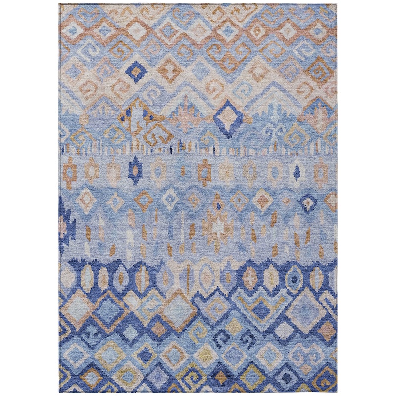 Machine Washable Indoor/ Outdoor Boho Moroccan Chantille Rug