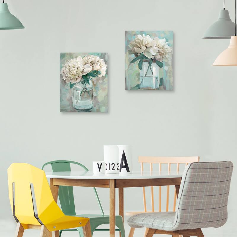 Farmhouse Peonies I & II by Studio Arts Canvas Art Prints