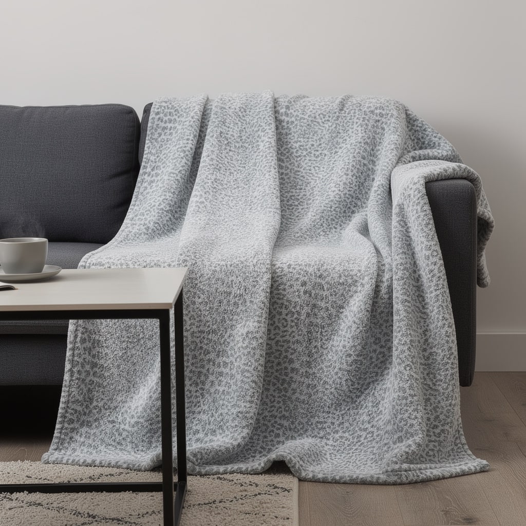 HomeRoots 50" X 70" Gray And Ivory Leopard Microfiber Plush Throw Blanket