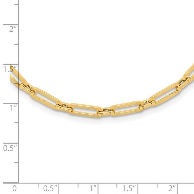 Curata 14k Yellow Gold 7" 4mm Polished Flat Oval Paperclip Link Bracelet