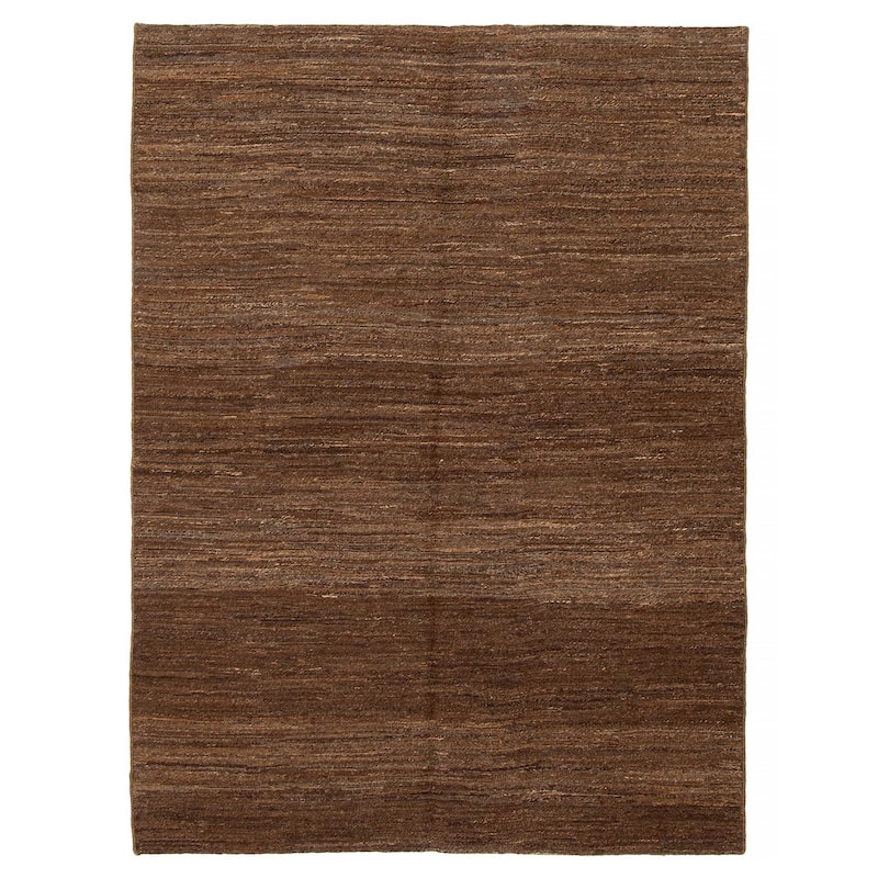 ECARPETGALLERY Flat-Weave Natural Brown Wool Tapestry Kilim - 5'0 x 6'8 - Dark Brown - 5'0 x 6'8