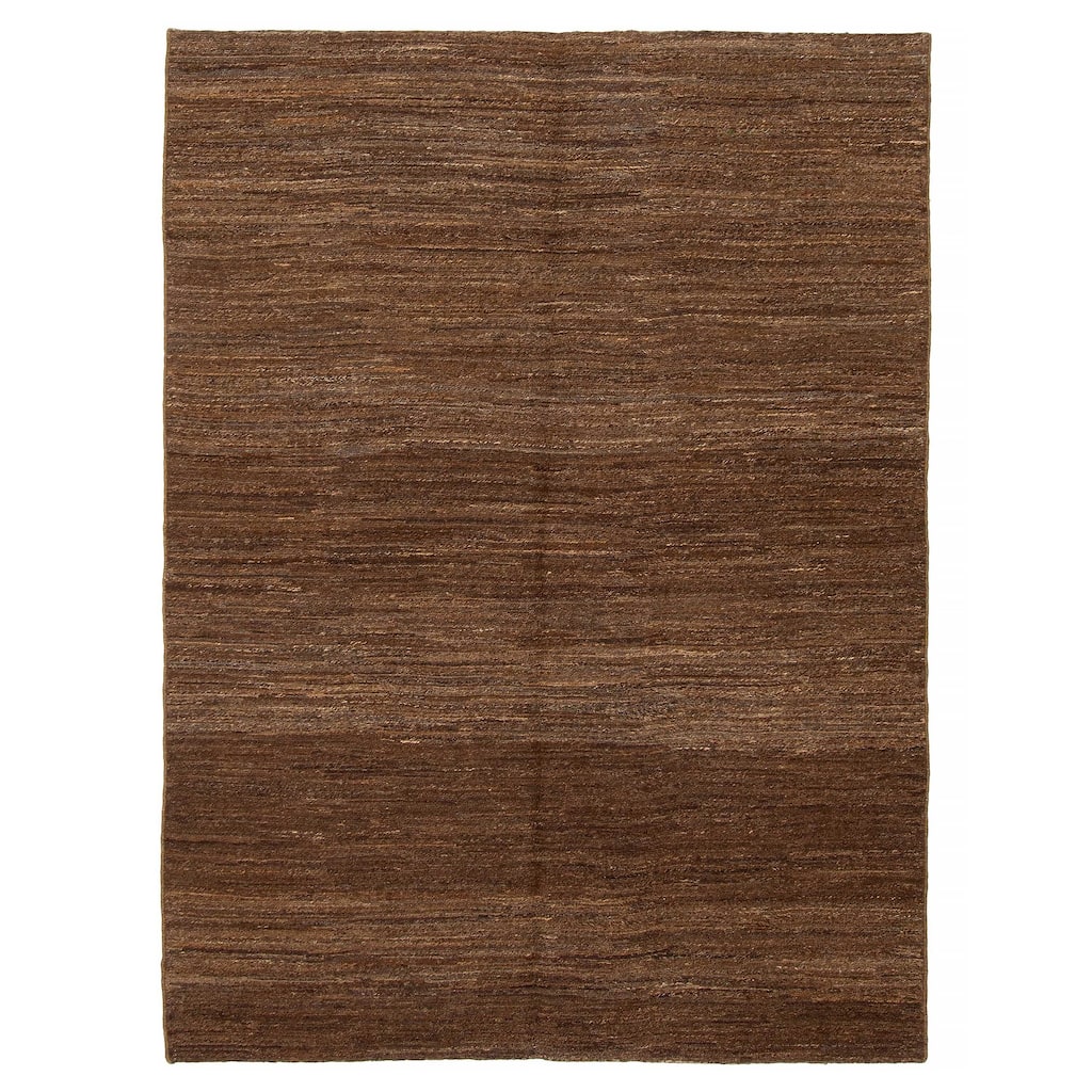 ECARPETGALLERY Flat-Weave Natural Brown Wool Tapestry Kilim - 5'0 x 6'8