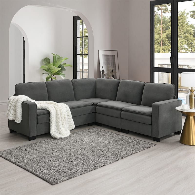 89" Oversized Velvet Modern L Shaped Sectional Sofa w/ Double Cushions