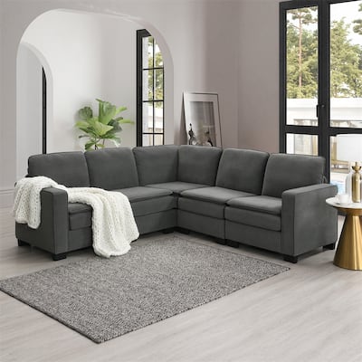 89" Oversized Velvet Modern L Shaped Sectional Sofa w/ Double Cushions
