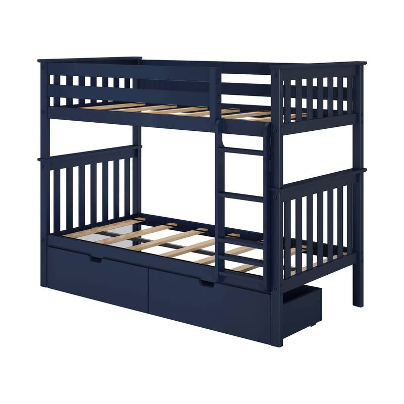 Max and Lily Twin Bunk Bed with Storage Drawers