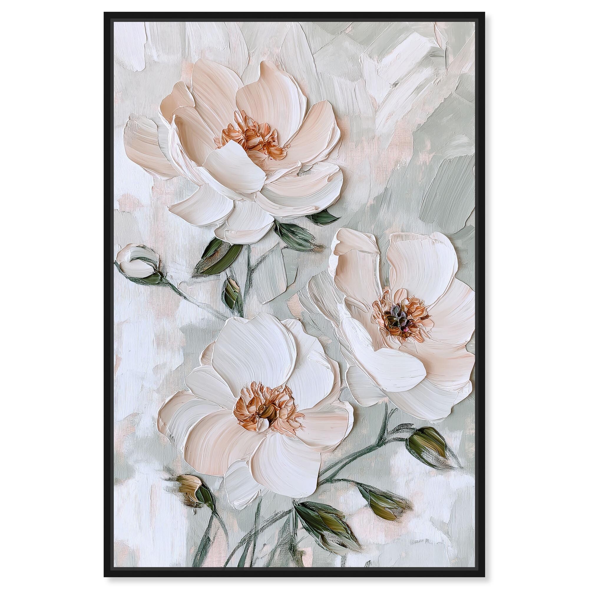 White Mirage III Floral Wall Decor Framed Canvas Print by Art Remedy