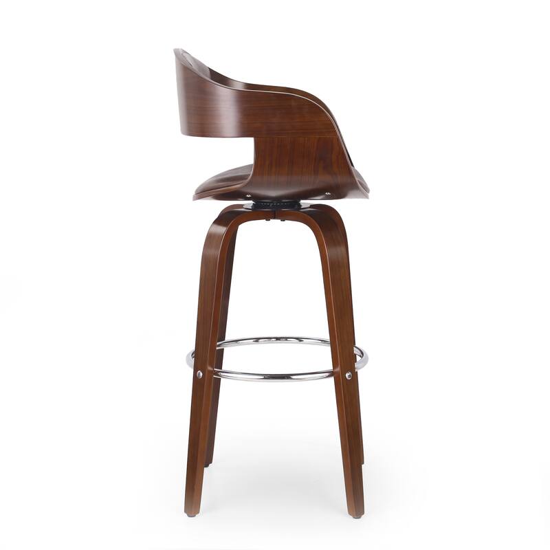 Roomfitters Upholstered Bar Stool, 30" High Dining Stool with Wood Frame and Padded Seat, Dark Brown