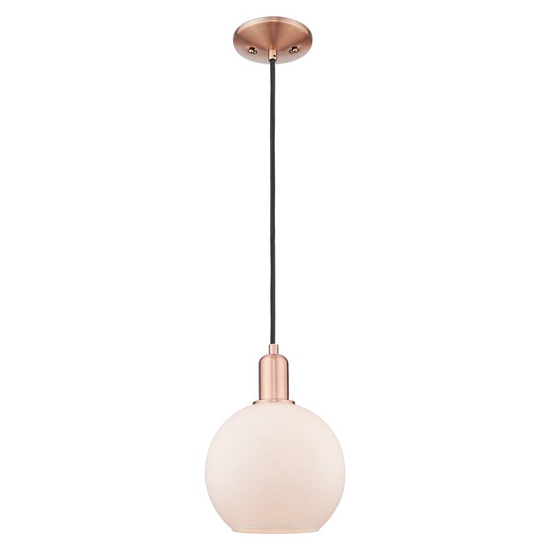 Innovations Lighting Endless Possibilities Arcadia - Athens - 1 Light 8" Cord Hung Mini Pendant - Antique Copper/Matte White