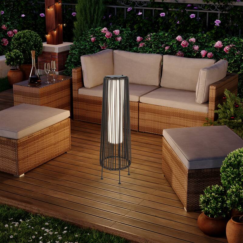 Solar Powered Outdoor Floor Lamp Resin Wicker Outdoor Lamps