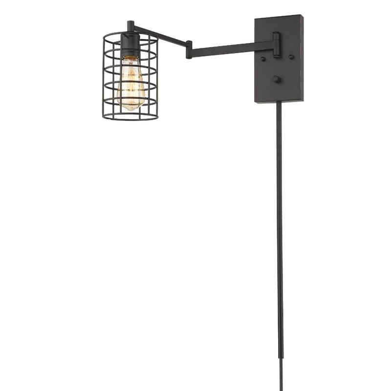 32"H Modern Plug-in Wall Sconce with LED Option and Dimmable Hanging Light Fixture Steel Frame - 32" H x 5" W x 20.75" D