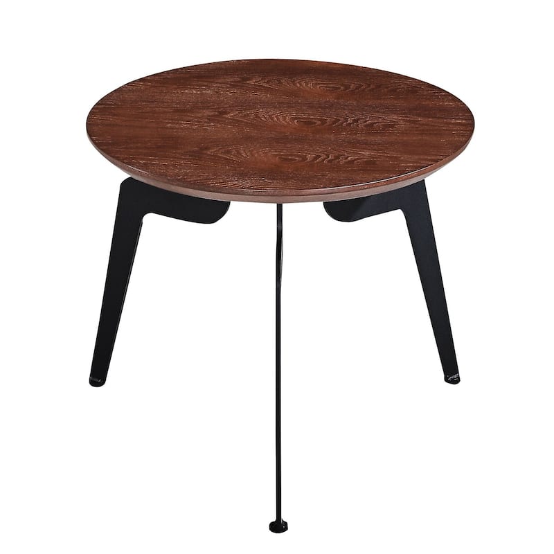 Brown Wooden Round Nesting Coffee Table Set of 2 for Living Room
