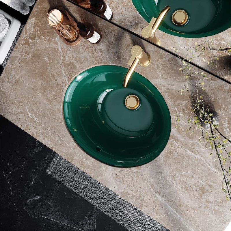 Ruvati 16 x 13 inch Undermount Bathroom Sink Emerald Green Oval Porcelain Ceramic - RVB0618EG