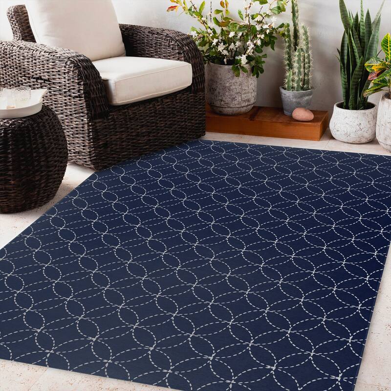 CROSSWAY NAVY Outdoor Rug By Kavka Designs Bed Bath & Beyond 34348685