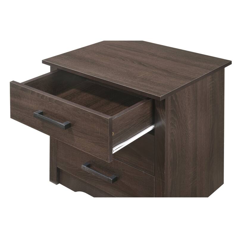 3 Drawer Wenge Nightstand, 23 Inch Modern Bedside Table with Quality Metal Handles and Ample Storage