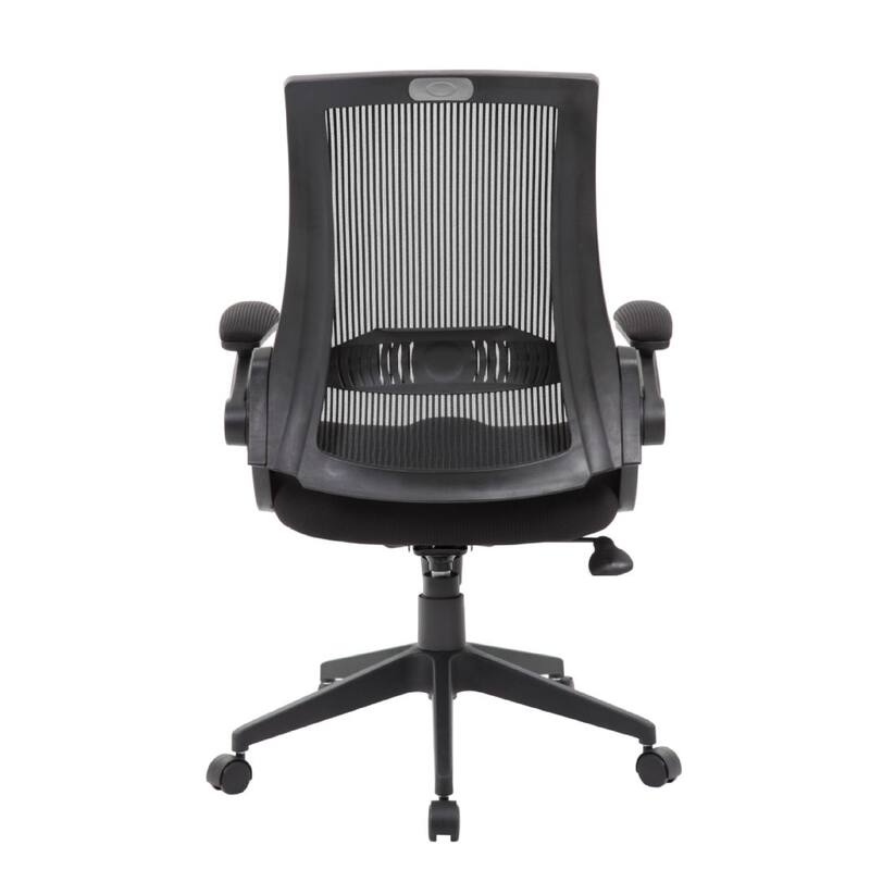 Rolling Task Chair with Flip Arms, Black Mesh, Spring Tilt Mechanism