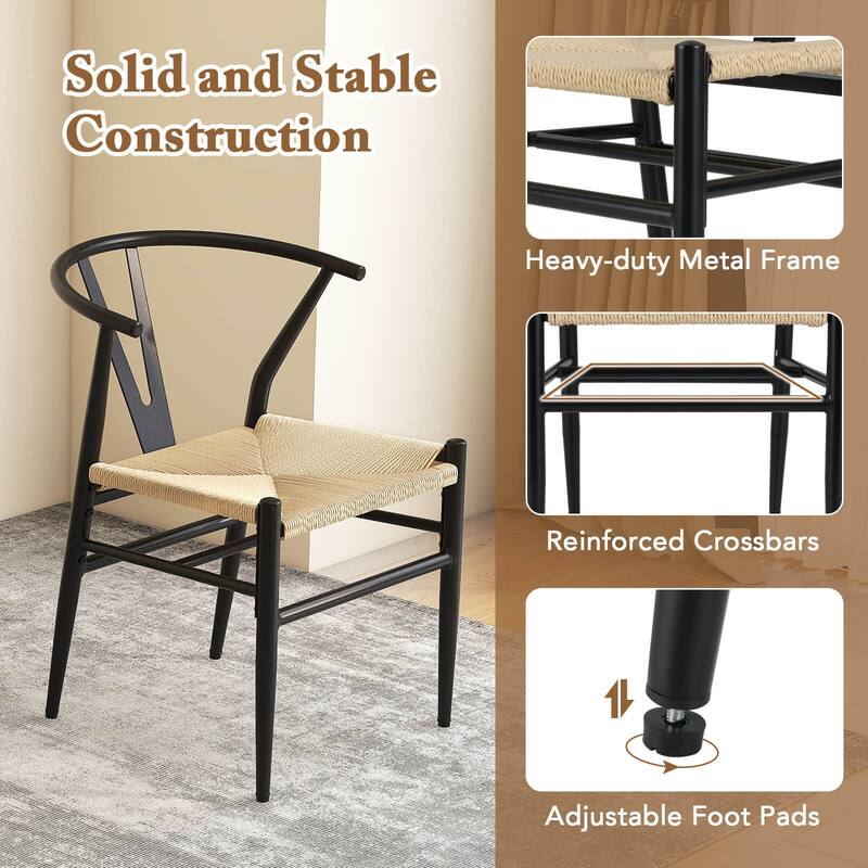 Costway Modern Dining Chair Set of 2/4 Weave Kitchen Armchairs with - See Details